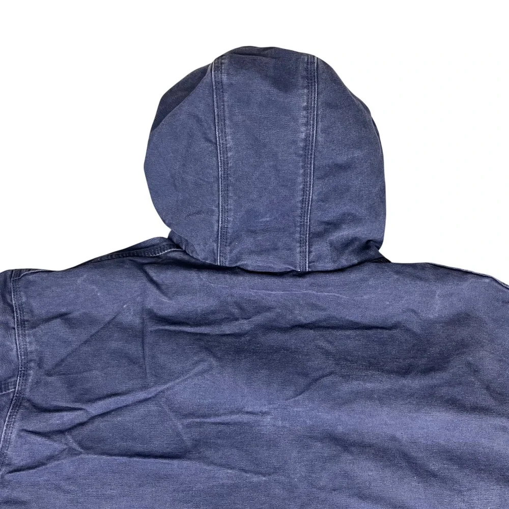 Carhartt 376-20 Duck Canvas Jacket Mens 3XL Navy Blue Hooded Quilted Workwear